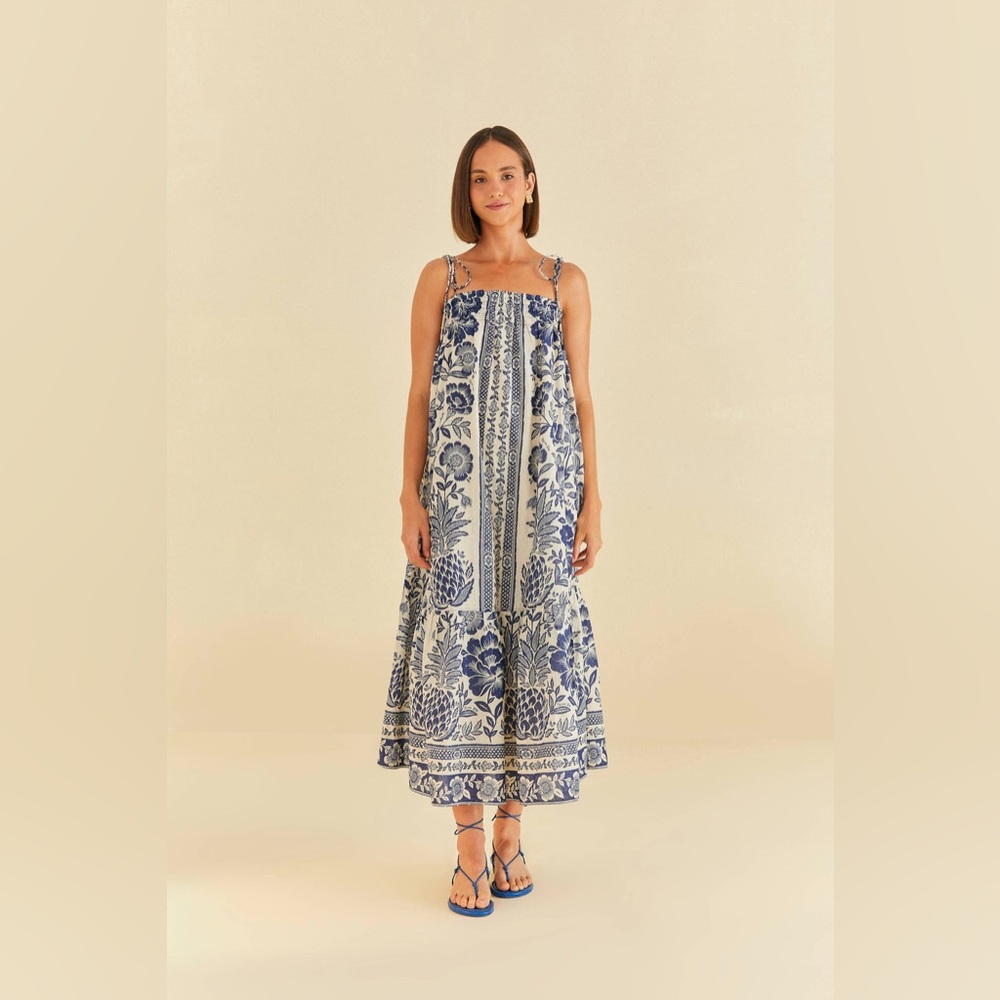 FARM Rio BLUE PINEAPPLE GARDEN MAXI DRESS- NWOT MEDIUM